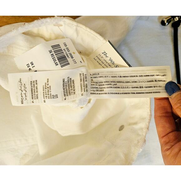 Abercrombie&Fitch NWT 36/22R White 90's Straight Ultra High Rise DistressedPants - Picture 10 of 13